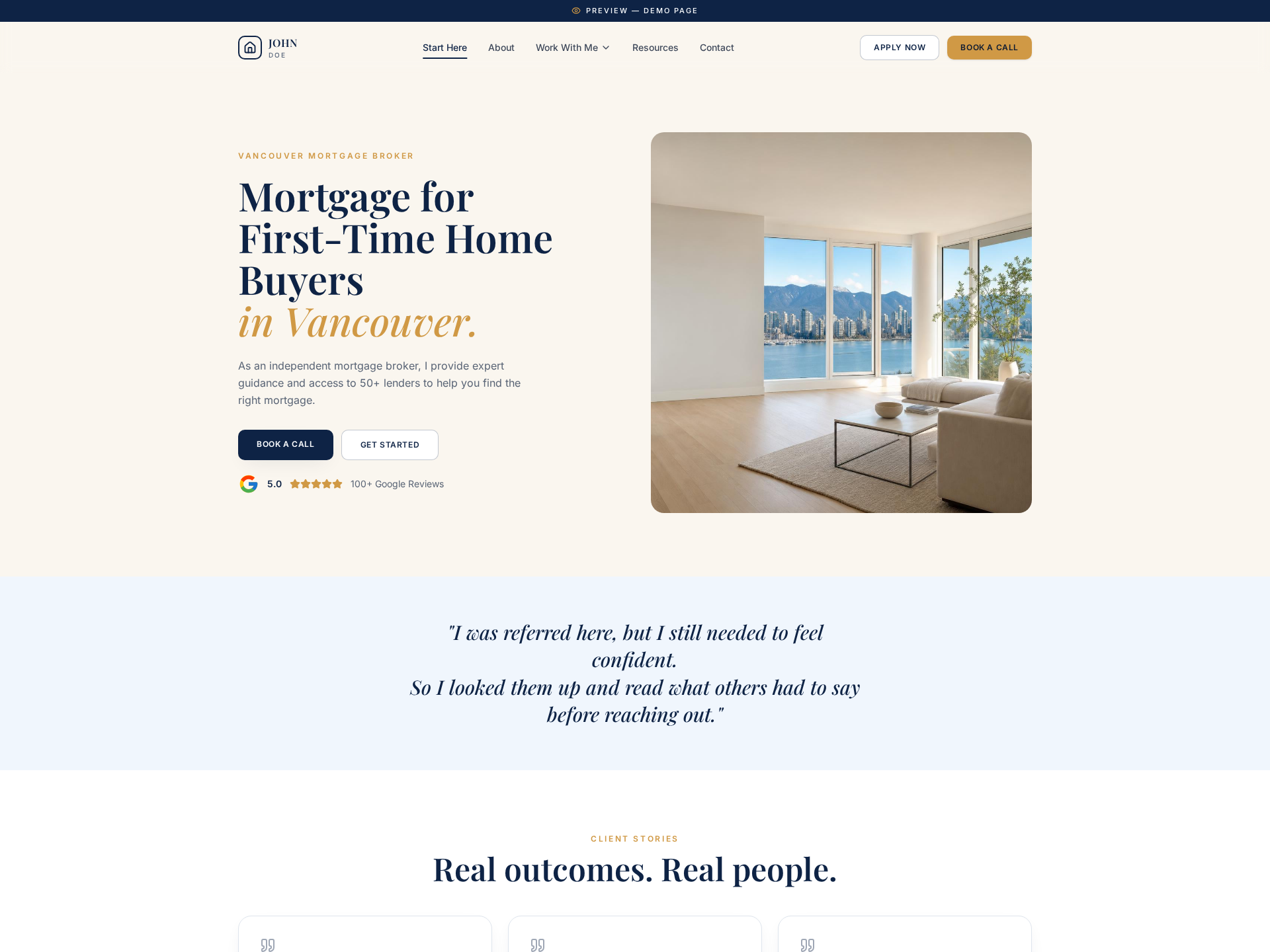 Pro1 Mortgage concept homepage preview