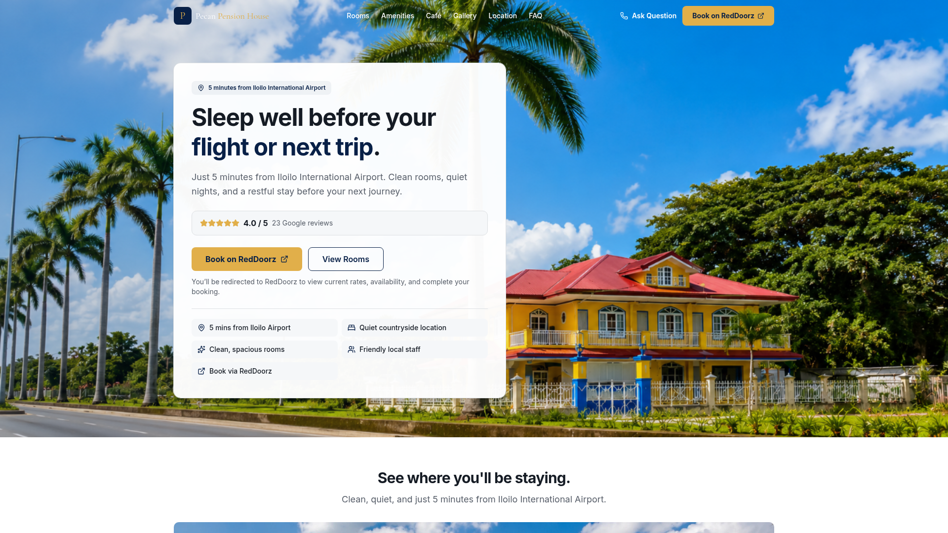 Pecan Pension live website homepage