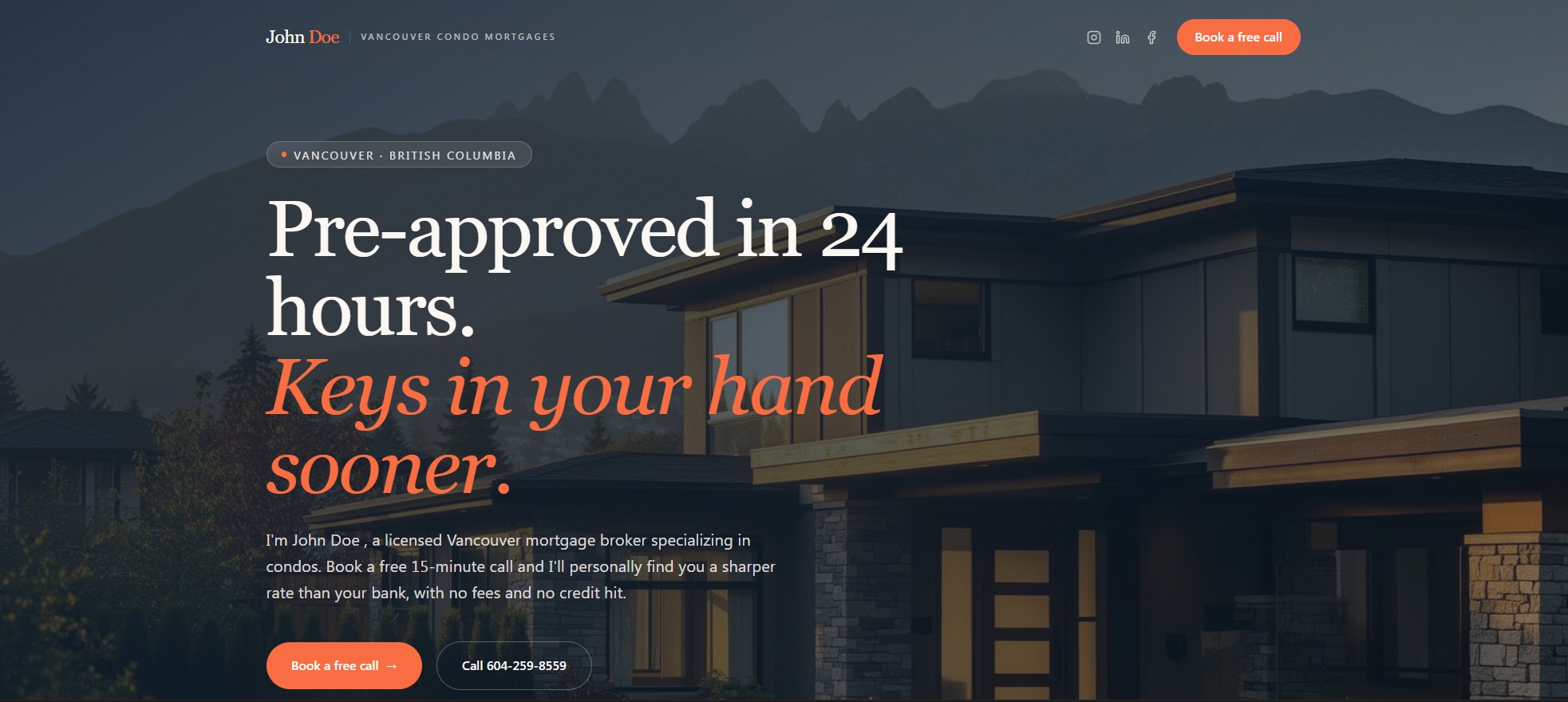 Example mortgage broker landing page